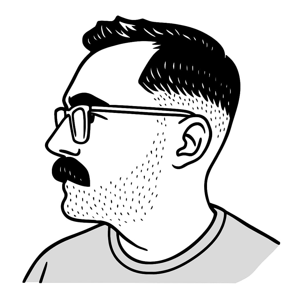 Black and white illustration of me